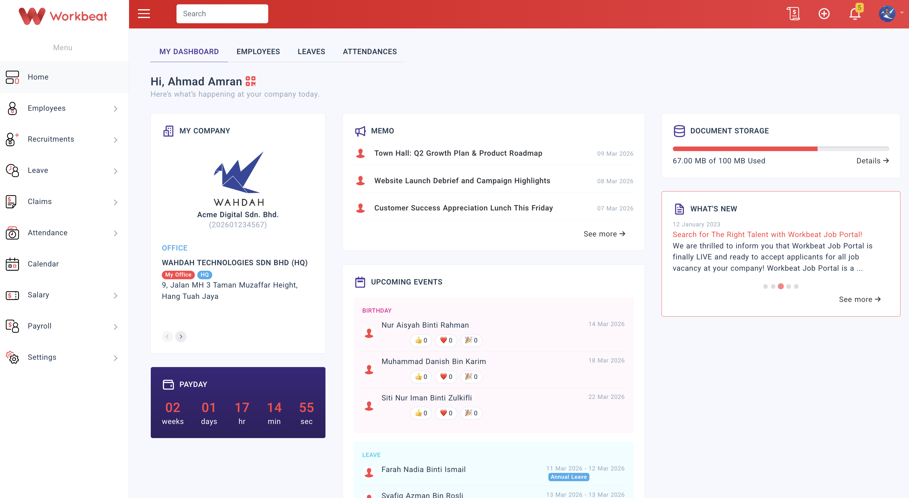 Workbeat tour screenshot 1